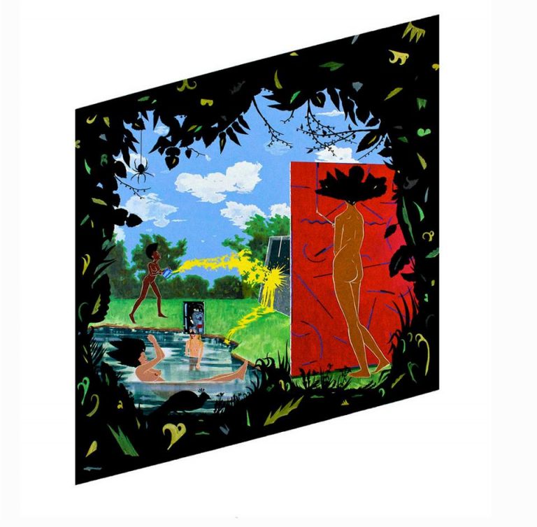 RHOMBUS, 2010 acrylic, paper, and velvet flocking on wood panel 75 x 58 x 2 in.